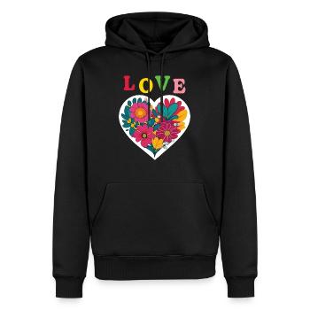 Amour - Liebe - Coeur - Männer Premium Bio Hoodie - Schwarz - Vorne - Nico (187cm)