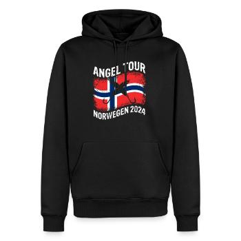 Angel Tour Norwegen 2024 Angelteam Karpfen Angelau - Männer Premium Bio Hoodie - Schwarz - Vorne - Nico (187cm)