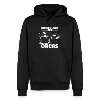 Dieser Junge Liebt Orcas Wal Fische Ozeane Orcafan - Männer Premium Bio Hoodie - Schwarz - Vorne - Nico (187cm)