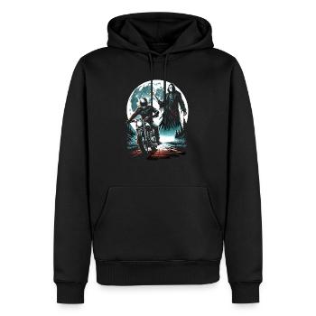 Midnight Rider's Nightmare: Moonlit Slasher Chase - Männer Premium Bio Hoodie - Schwarz - Vorne - Nico (187cm)