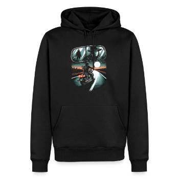 Lone Rider's Lament: Haunting Road Adventure - Men’s Premium Organic Hoodie - black - Front - Nico (187cm)