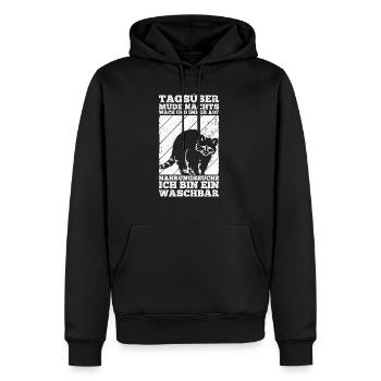 Tagsüber Müde Nachts Wach Nahrungssuche Ich Bin Ei - Männer Premium Bio Hoodie - Schwarz - Vorne - Nico (187cm)