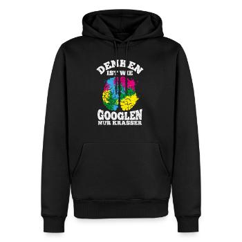 Denken Ist Wie Googlen Nur Krasser Lustiger Spruch - Männer Premium Bio Hoodie - Schwarz - Vorne - Nico (187cm)