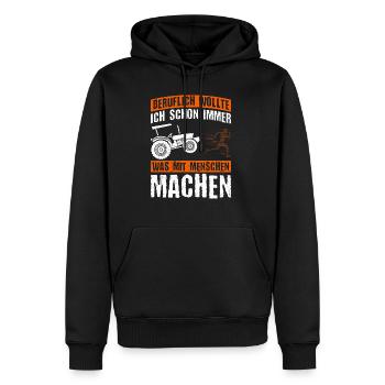 Beruflich Wollte Ich Schon Immer Was Mit Menschen - Männer Premium Bio Hoodie - Schwarz - Vorne - Nico (187cm)