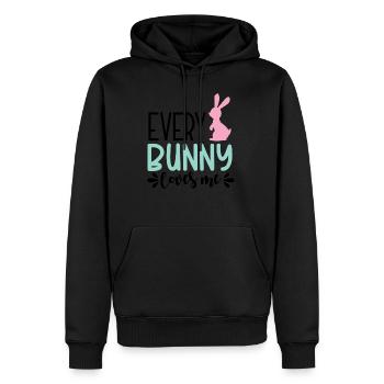 Design Every Bunny Loves me - Sweat à capuche Premium bio Homme - noir - Devant - Nico (187cm)