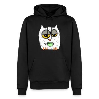 Hibou fatigué - Sweat à capuche Premium bio Homme - noir - Devant - Nico (187cm)
