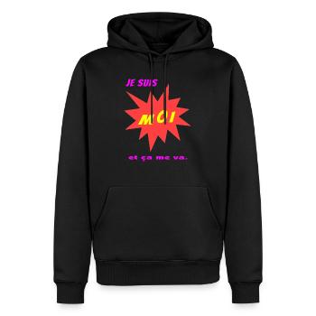 Je suis moi et ça me va - Sweat à capuche Premium bio Homme - noir - Devant - Nico (187cm)