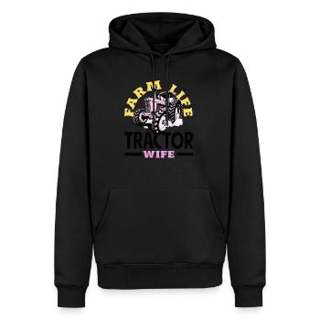 Vie à la ferme, femme de tracteur - Sweat à capuche Premium bio Homme - noir - Devant - Nico (187cm)