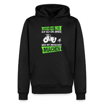 Professionnellement, j’ai toujours voulu quelque chose avec les gens - Sweat à capuche Premium bio Homme - noir - Devant - Nico (187cm)