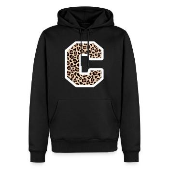 lettre C motif léopard -idée cadeau d’anniversaire - Sweat à capuche Premium bio Homme - noir - Devant - Nico (187cm)