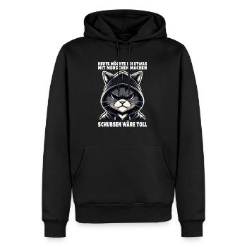 Bousculer serait un grand amoureux des chats sarcastiques - Sweat à capuche Premium bio Homme - noir - Devant - Nico (187cm)