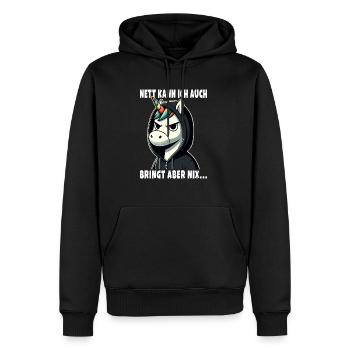 Je peux aussi être un amoureux sarcastique des licornes - Sweat à capuche Premium bio Homme - noir - Devant - Nico (187cm)