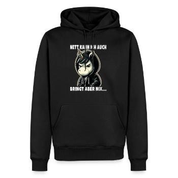 Je peux aussi être un amoureux sarcastique des licornes - Sweat à capuche Premium bio Homme - noir - Devant - Nico (187cm)