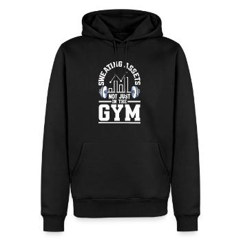 Des actifs qui ne se sument pas seulement dans le gymnase Finance - Sweat à capuche Premium bio Homme - noir - Devant - Nico (187cm)