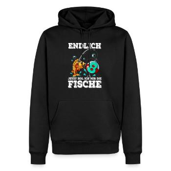 8 Anniversaire Pêcheur à la ligne - Sweat à capuche Premium bio Homme - noir - Devant - Nico (187cm)