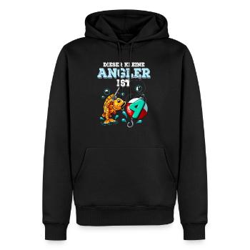 4 Anniversaire Pêcheur à la ligne - Sweat à capuche Premium bio Homme - noir - Devant - Nico (187cm)