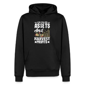 Cultiver les actifs Récolter les bénéfices Finance Jardinier - Sweat à capuche Premium bio Homme - noir - Devant - Nico (187cm)