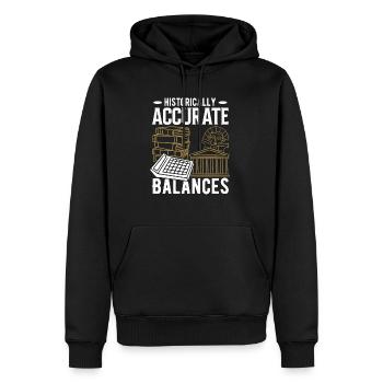 Comptable des soldes historiquement exacts - Sweat à capuche Premium bio Homme - noir - Devant - Nico (187cm)