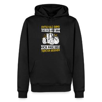 Tracteur Agricole Tracteur Meilleur Travail Nature Motif La - Sweat à capuche Premium bio Homme - noir - Devant - Nico (187cm)