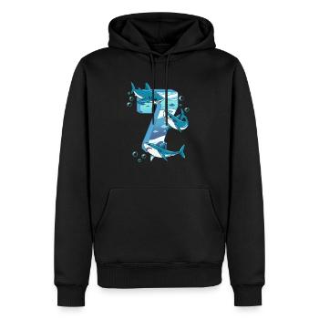 Requin du 7e anniversaire - Sweat à capuche Premium bio Homme - noir - Devant - Nico (187cm)