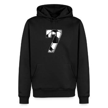 7th Birthday Football - Men’s Premium Organic Hoodie - black - Front - Nico (187cm)