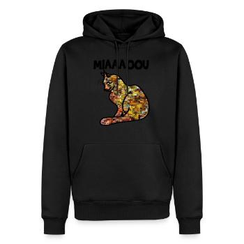 Miaou le chat - Sweat à capuche Premium bio Homme - noir - Devant - Nico (187cm)