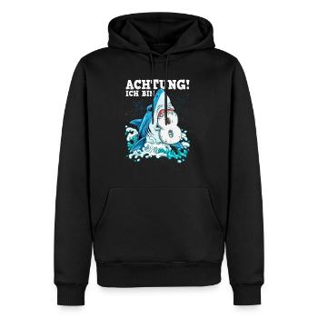 Requin de 8e anniversaire - Sweat à capuche Premium bio Homme - noir - Devant - Nico (187cm)