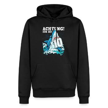 Requin du 10e anniversaire - Sweat à capuche Premium bio Homme - noir - Devant - Nico (187cm)