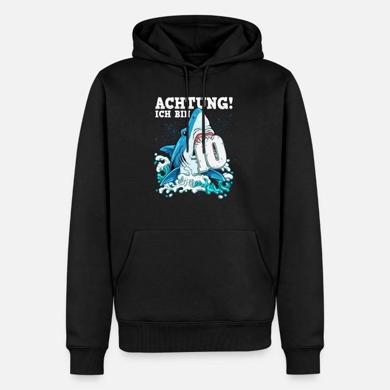 Requin du 10e anniversaire - Sweat à capuche Premium bio Homme - noir