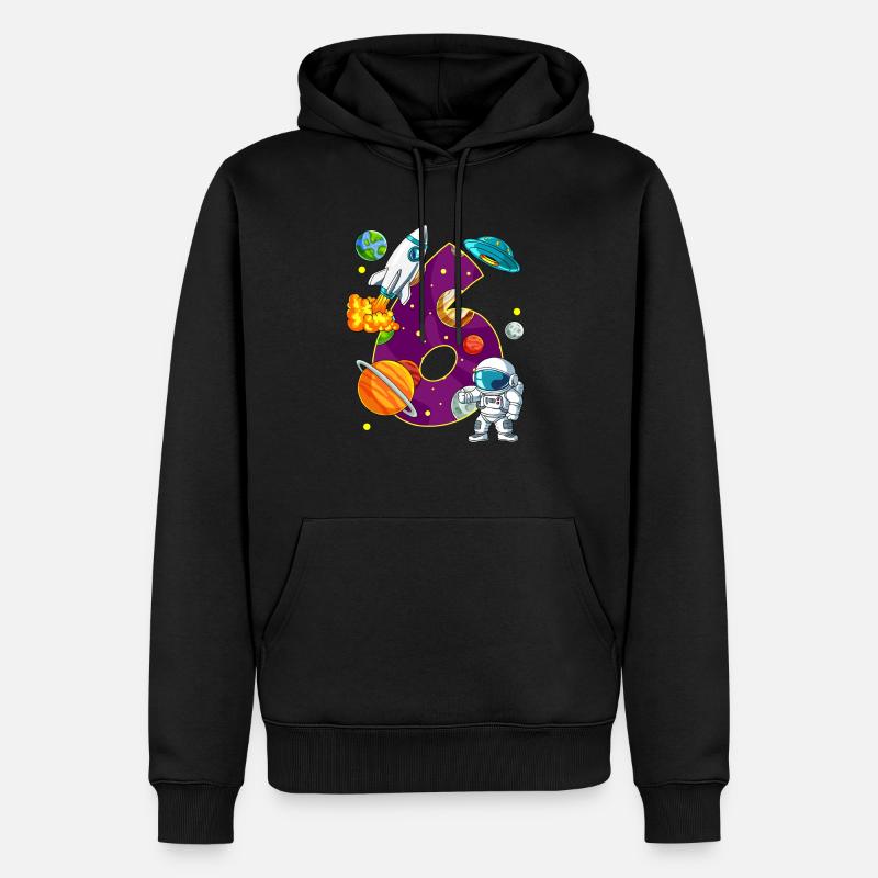 6 Anniversaire Astronaute de l’espace 6 ans - Sweat à capuche Premium bio Homme - noir