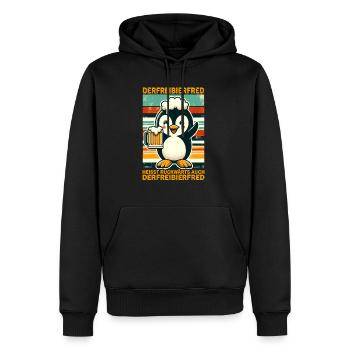 La bière gratuite Fred s’appelle à l’envers, aussi la - Sweat à capuche Premium bio Homme - noir - Devant - Nico (187cm)