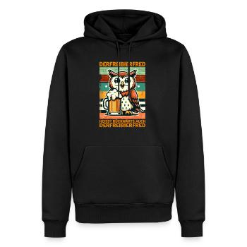 La bière gratuite Fred s’appelle à l’envers, aussi la - Sweat à capuche Premium bio Homme - noir - Devant - Nico (187cm)
