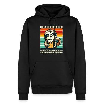 La bière gratuite Fred s’appelle à l’envers, aussi la - Sweat à capuche Premium bio Homme - noir - Devant - Nico (187cm)