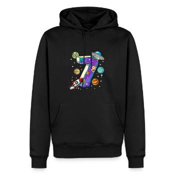 7 Birthday Space Space Astronaut 7 Years - Men’s Premium Organic Hoodie - black - Front - Nico (187cm)