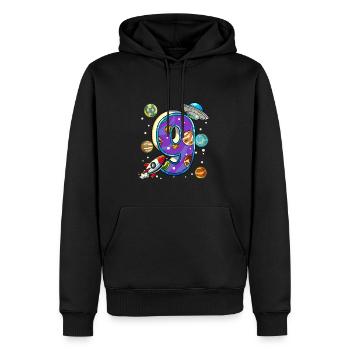 9 Anniversaire Astronaute de l’espace 9 ans - Sweat à capuche Premium bio Homme - noir - Devant - Nico (187cm)