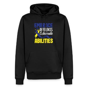 Love Doesn't Count Chromosomes Down Syndrome - Männer Premium Bio Hoodie - Schwarz - Vorne - Nico (187cm)
