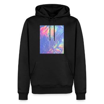 Purple Abstract Holographic Gradient - Men’s Premium Organic Hoodie - black - Front - Nico (187cm)