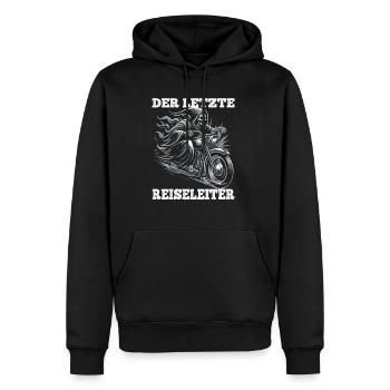 Skeleton Biker Le dernier guide touristique Fan de moto - Sweat à capuche Premium bio Homme - noir - Devant - Nico (187cm)