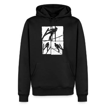 Saut à ski Vol à ski rétro Sports d’hiver Saut à ski - Sweat à capuche Premium bio Homme - noir - Devant - Nico (187cm)
