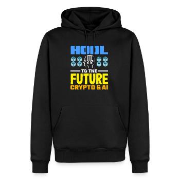 Cryptocurrency AI & Crypto Enthusiast Blockchain - Men’s Premium Organic Hoodie - black - Front - Nico (187cm)