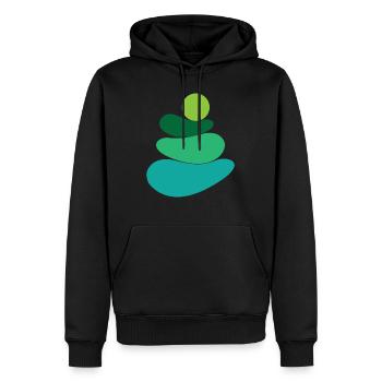 Logo rock/rock vert - Sweat à capuche Premium bio Homme - noir - Devant - Nico (187cm)