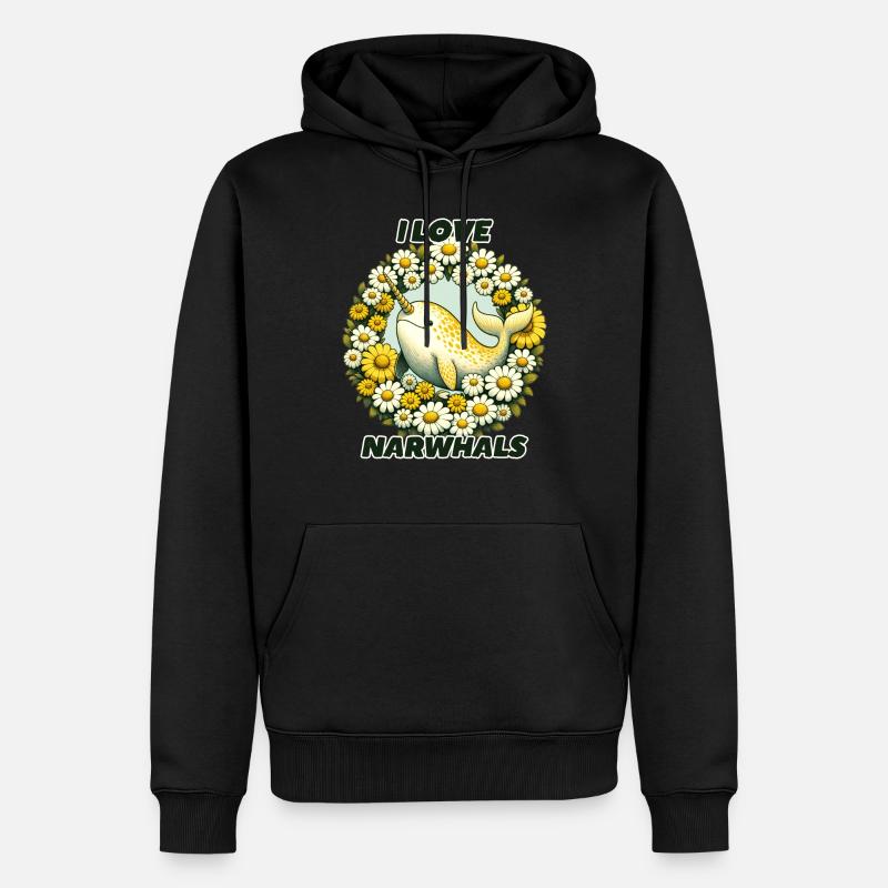 J’adore les narvals - Sweat à capuche Premium bio Homme - noir