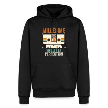 Millésime 1979 vieilli à la perfection - Sweat à capuche Premium bio Homme - noir - Devant - Nico (187cm)