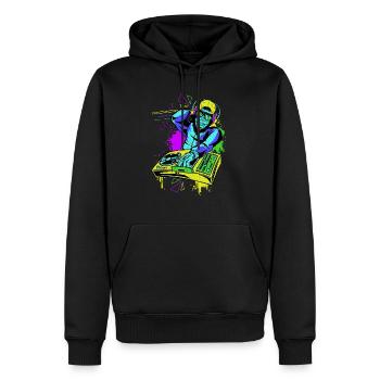 DJ Monkey Music Party Fun Lunettes de soleil Dance Party M - Sweat à capuche Premium bio Homme - noir - Devant - Nico (187cm)