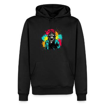 DJ Monkey Music Party Fun Lunettes de soleil Dance Party M - Sweat à capuche Premium bio Homme - noir - Devant - Nico (187cm)