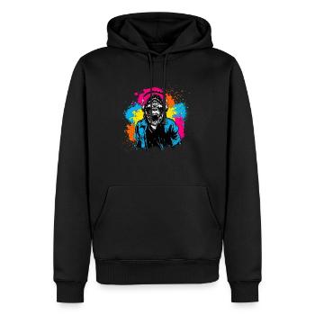 DJ Monkey Music Party Fun Lunettes de soleil Dance Party M - Sweat à capuche Premium bio Homme - noir - Devant - Nico (187cm)
