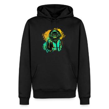 DJ Monkey Music Party Fun Lunettes de soleil Dance Party M - Sweat à capuche Premium bio Homme - noir - Devant - Nico (187cm)