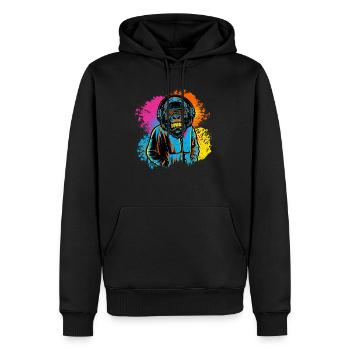 DJ Monkey Music Party Fun Lunettes de soleil Dance Party M - Sweat à capuche Premium bio Homme - noir - Devant - Nico (187cm)