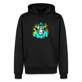DJ Monkey Music Party Fun Lunettes de soleil Dance Party M - Sweat à capuche Premium bio Homme - noir - Devant - Nico (187cm)