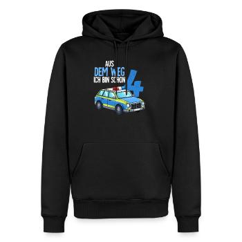 4e anniversaire Police Police voiture 4 ans - Sweat à capuche Premium bio Homme - noir - Devant - Nico (187cm)